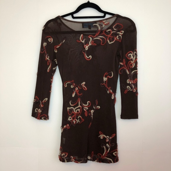 Gee Loretta Sheer Mocha Blouse / Yarn Design S - Picture 6 of 8